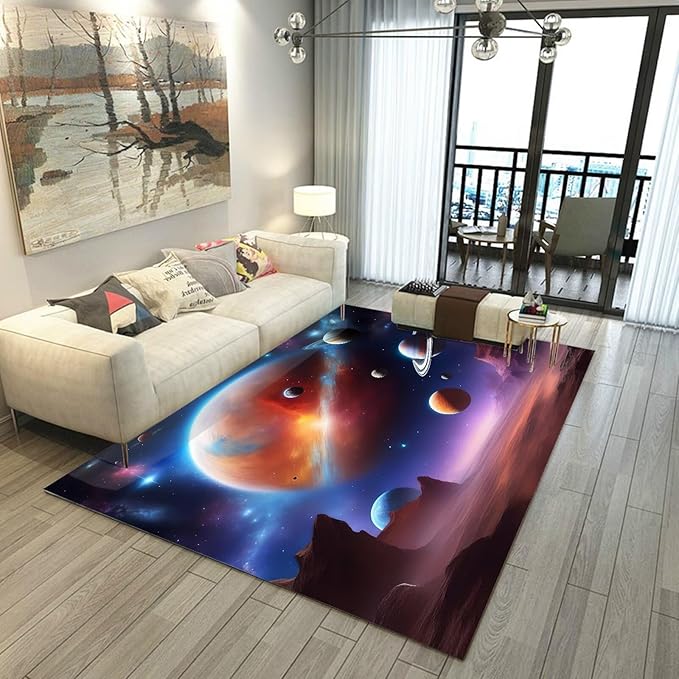 6' x 9' Space Rug for Boys Room Galaxy Rugs Planet Alien Desert Carpet Printed Throw Rugs for Kids Children Living Room,180x275cm
