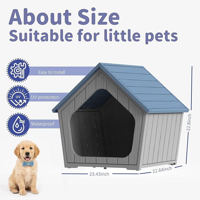 DRATO Outdoor Dog House for Small Dogs, Durable Resin Dog Shelter - Image 2