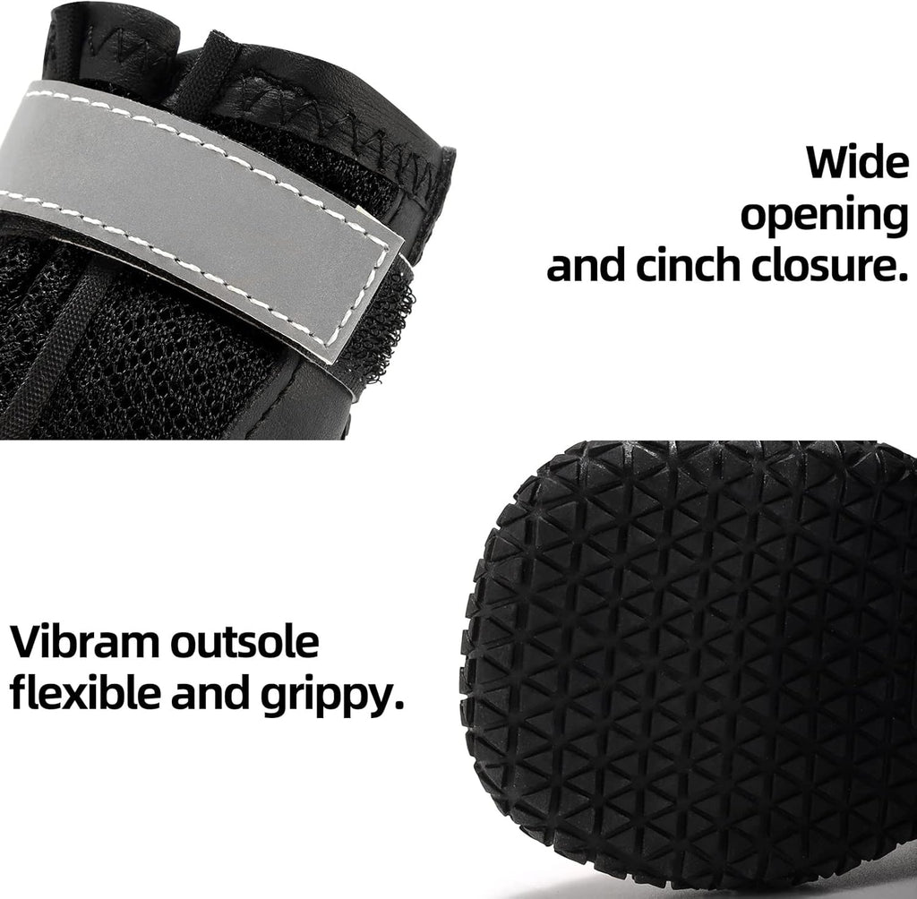 Hcpet Dog Boots for Large Dogs, Dog Shoes for Hot Pavement Winter Snow, Paw Protector Dog Booties Designed for Comfort and Breathability, Outdoor Booties for Small Medium Dogs for Hiking Black Size 5