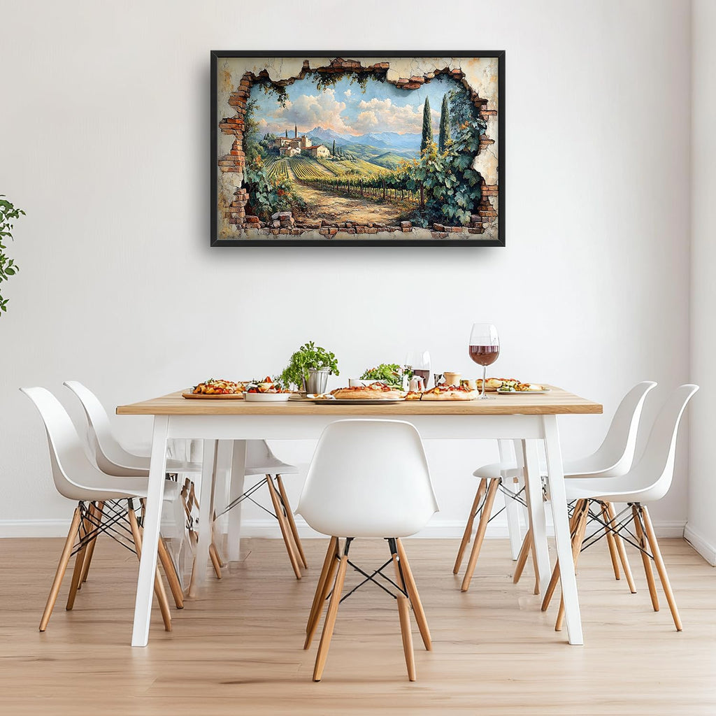 Large Farmhouse Nature Landscape Wall Art for Living Room, Rustic Countryside Canvas Oversized Wall Decor, Vintage Scenery Framed Pictures Painting Print Artwork for Bedroom Dining Room 36L" x 24W"