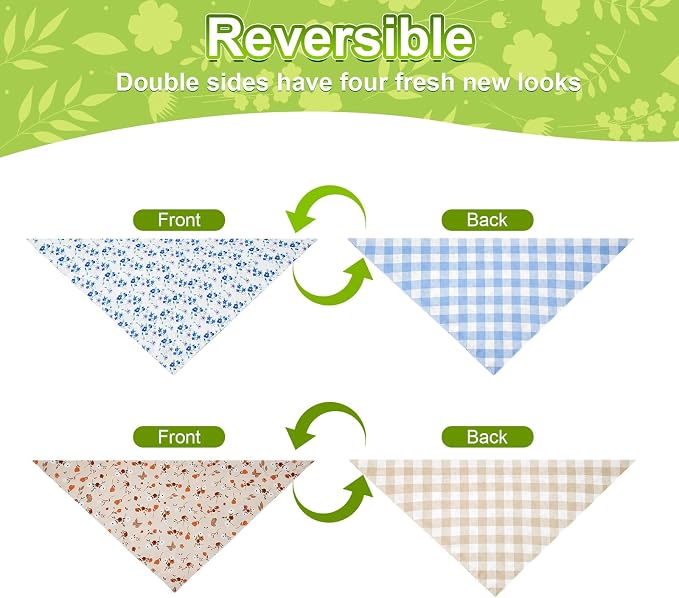 Spring Dog Bandanas XLarge 2PCS, 4 Pattern Summer Floral Scarf - Image 6