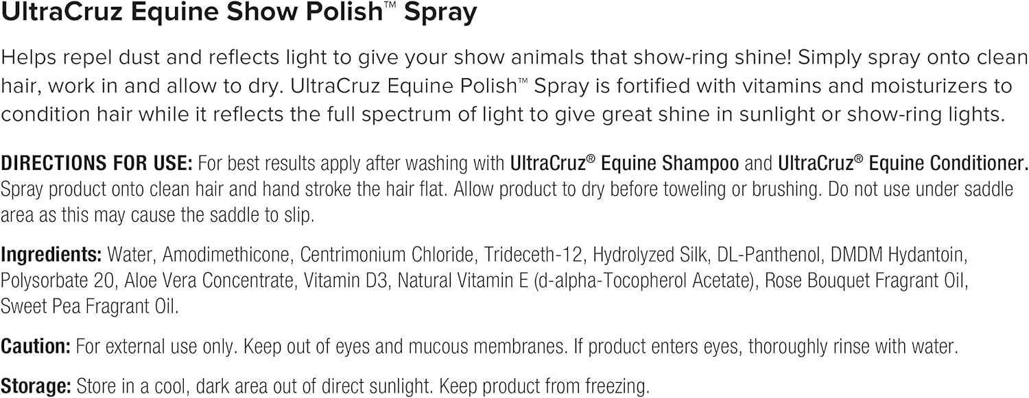 UltraCruz Equine Horse Shampoo, Conditioner and Show Polish Bundle, 32 oz Each
