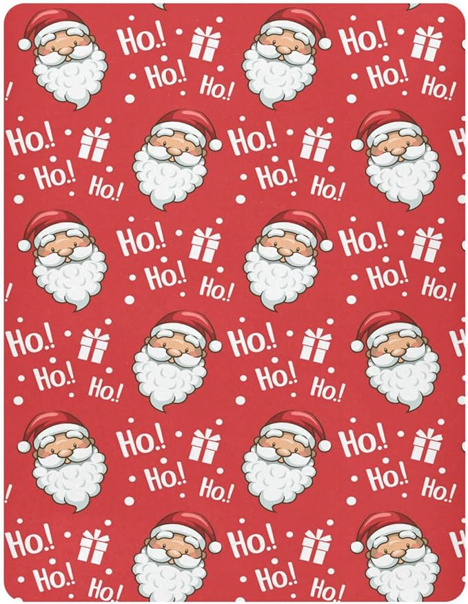 Christmas Santa Hohoho Crib Sheets Soft Breathable Fitted Baby Playard Sheets Mattress Cover for Girl Boy, 39" x 27" x 5"