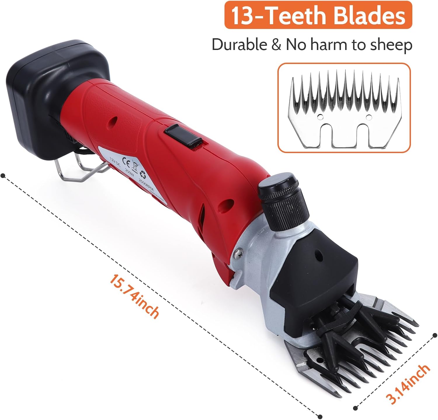 DUCKBOY Cordless Sheep Shears Clippers, Rechargeable Animal Pet Hair Clipper Groomer Shears 380W 18V for Animal, Goats, Cattle, Farm Livestock Pet, Hair Shaving