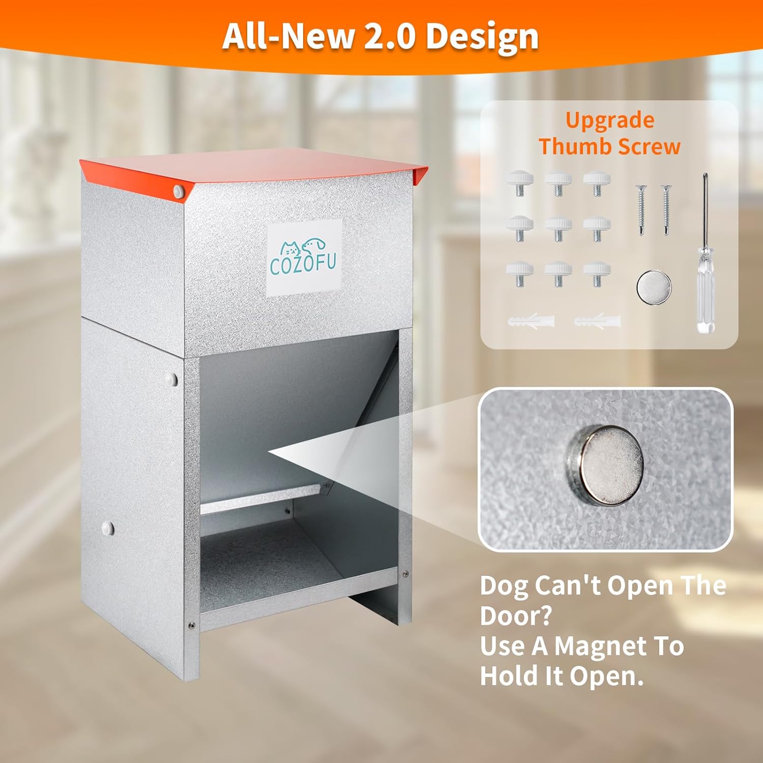 Dog Feeder - Galvanized Metal Pet Food Station for Indoor & Outdoor Use - Automatic Gravity-Fed Dispenser Suitable for Small, Medium, and Large Dog Breeds - Capacity: 25 Pounds of Dry Kibble