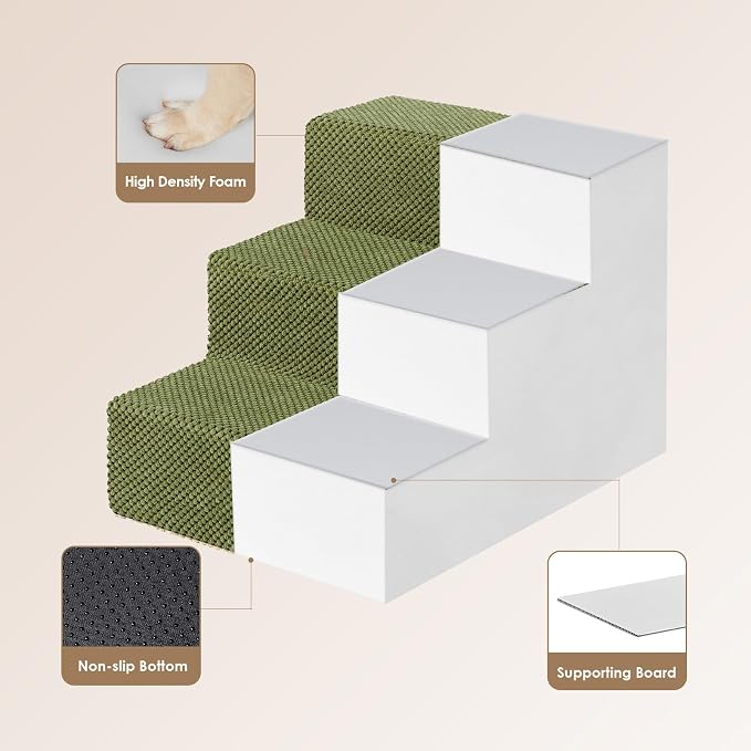 EHEYCIGA Dog Stairs for Small Dogs 13.5" H, 3-Step Dog Steps for Couch Sofa and - Image 3