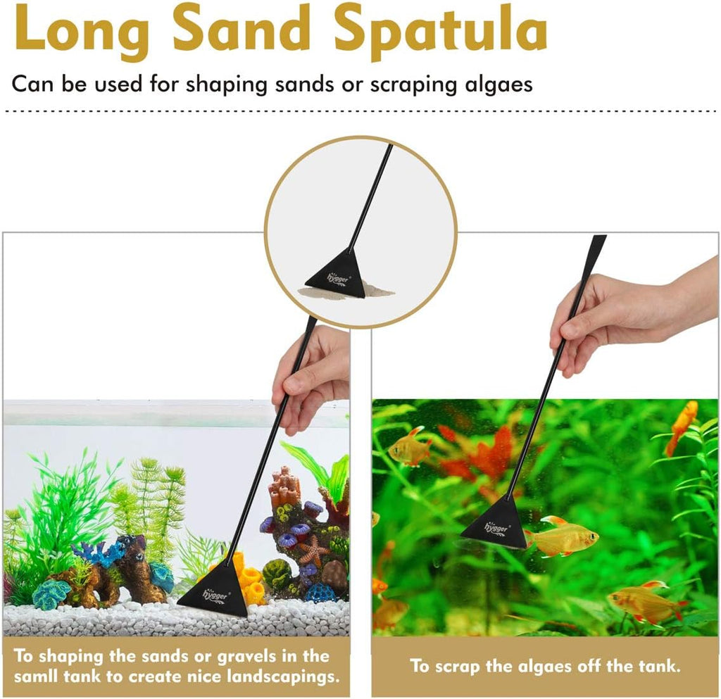 hygger Long Stainless Steel Premium Aquarium Tools, 4 PCS Aquatic Plant Tweezers Scissors Spatula Kits Comes with 1 Cleaning Cloth, for Fish Tank Starters