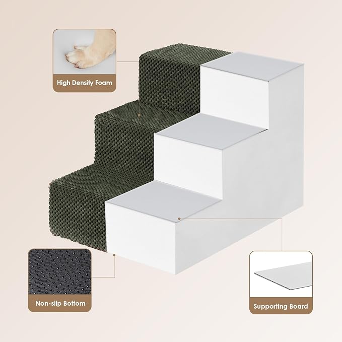 EHEYCIGA Dog Stairs for Small Dogs 13.5" H, 3-Step Dog Steps for Couch Sofa and - Image 3