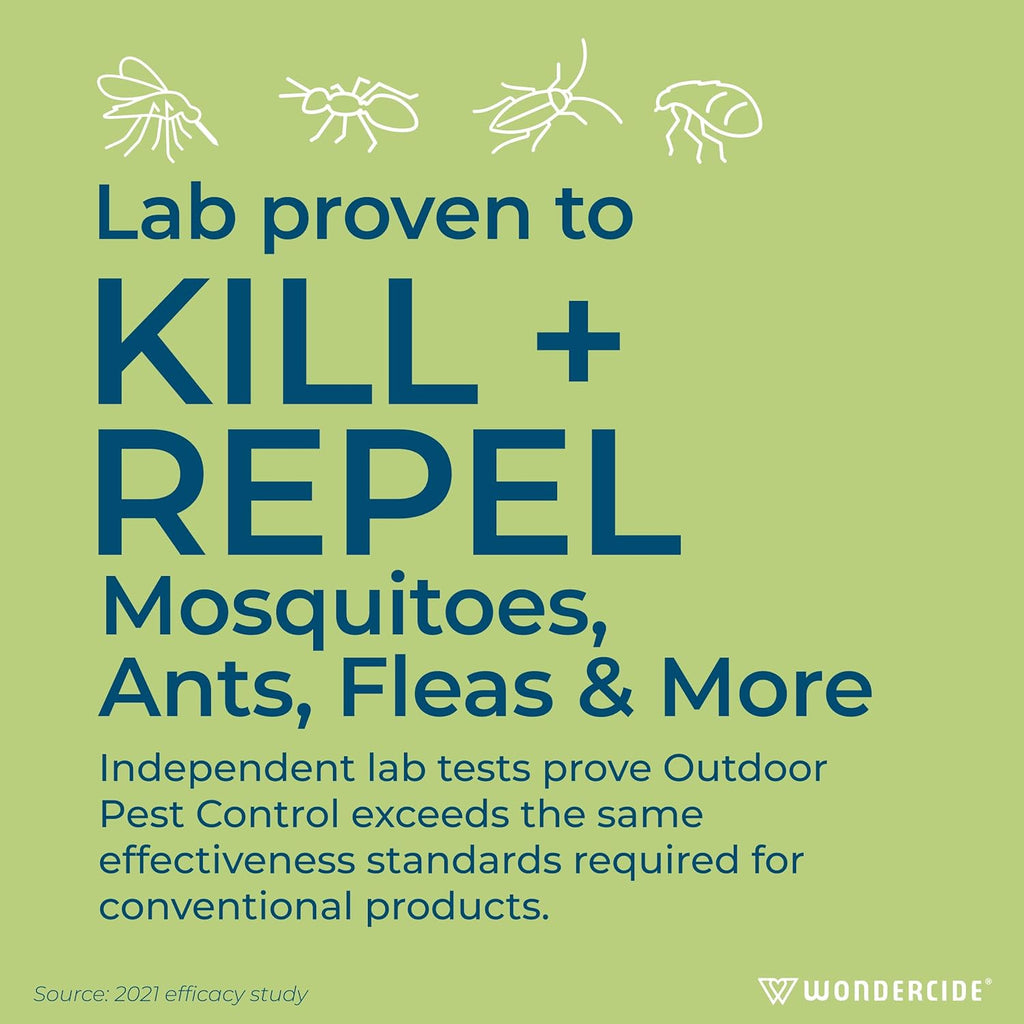 Wondercide - Outdoor Pest Control Spray with Natural Essential Oils - Mosquito, Ant, Insect Repellent, Treatment, Killer - Safe Around Pets Kids 32 oz