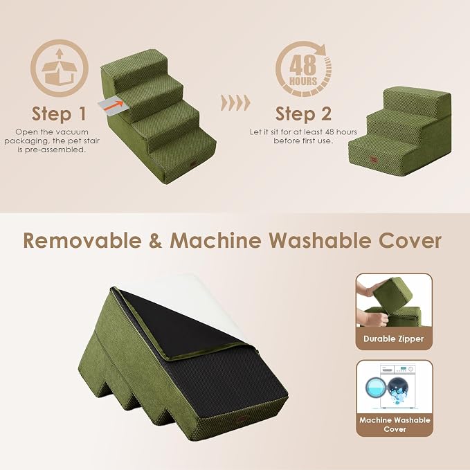 EHEYCIGA Dog Stairs for Small Dogs 13.5" H, 3-Step Dog Steps for Couch Sofa and - Image 6