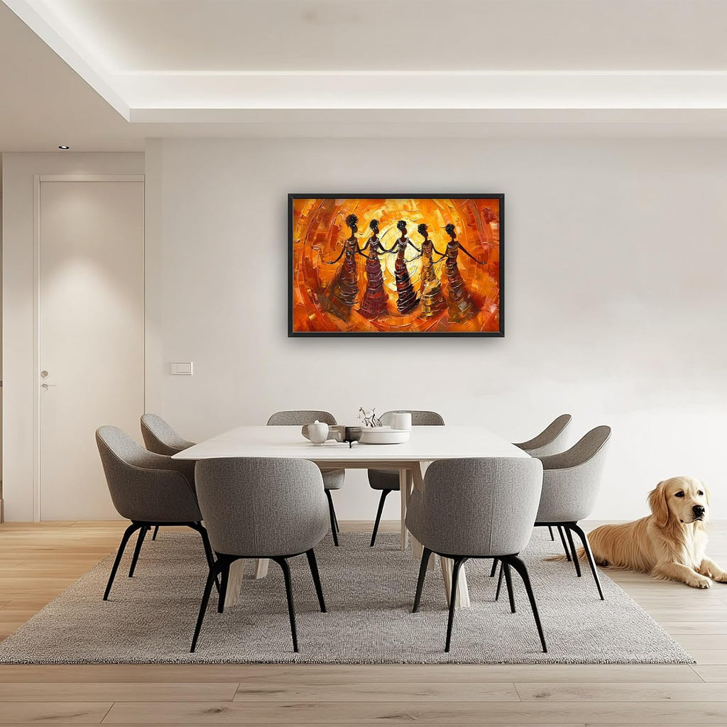 Quorin African American Large Wall Art Abstract Black Girl Women Dance Pictures Wall Decor Retro Ethnic Canvas Print Painting Artwork for Bathroom Living Room Bedroom 36L x 24W