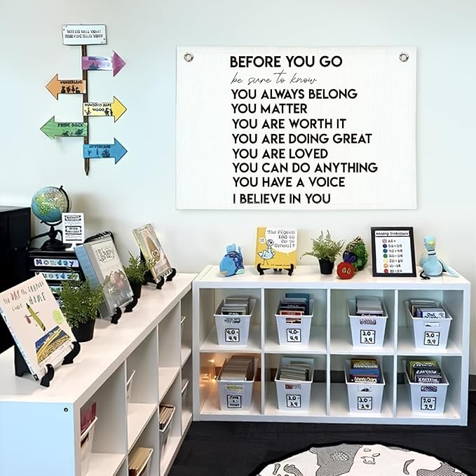 Lacama Mental Health Positive Affirmations Inspirational Wall Art for Classroom Therapist Office Decor, Inspirational Wall Hanging Banner Decor for Kids Teen Room Bedroom Playroom 30x20 Inch