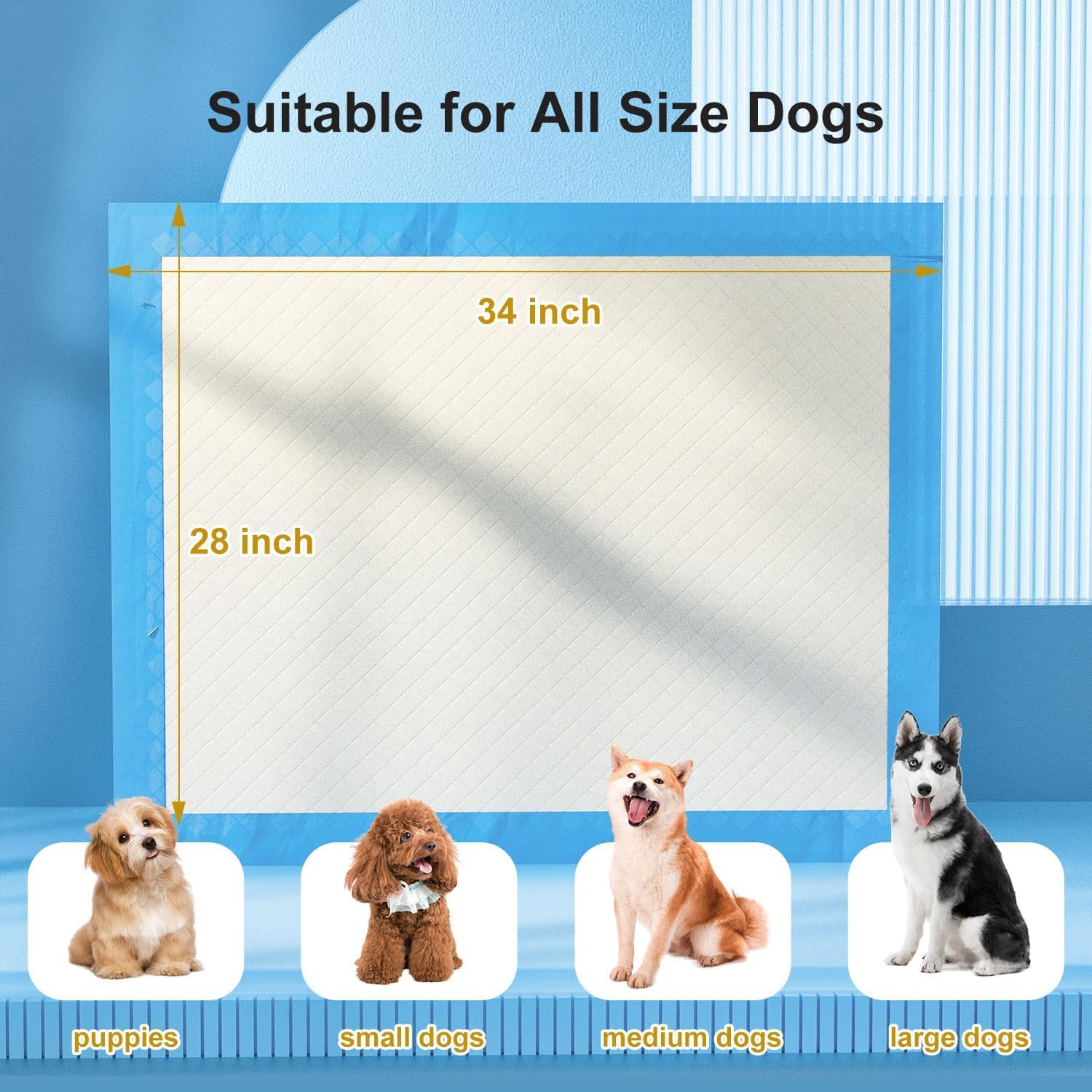 Gardner Pet Ultra Absorbent Thicker Dog Pee Pads Extra Large XL 28"x34" Leak-Proof Odor-Control Blue Puppy Training Pads Full Edge-Wrapping Pad for Dogs Dogs, Puppies, Doggie, Cats, Rabbits - 18 Ct