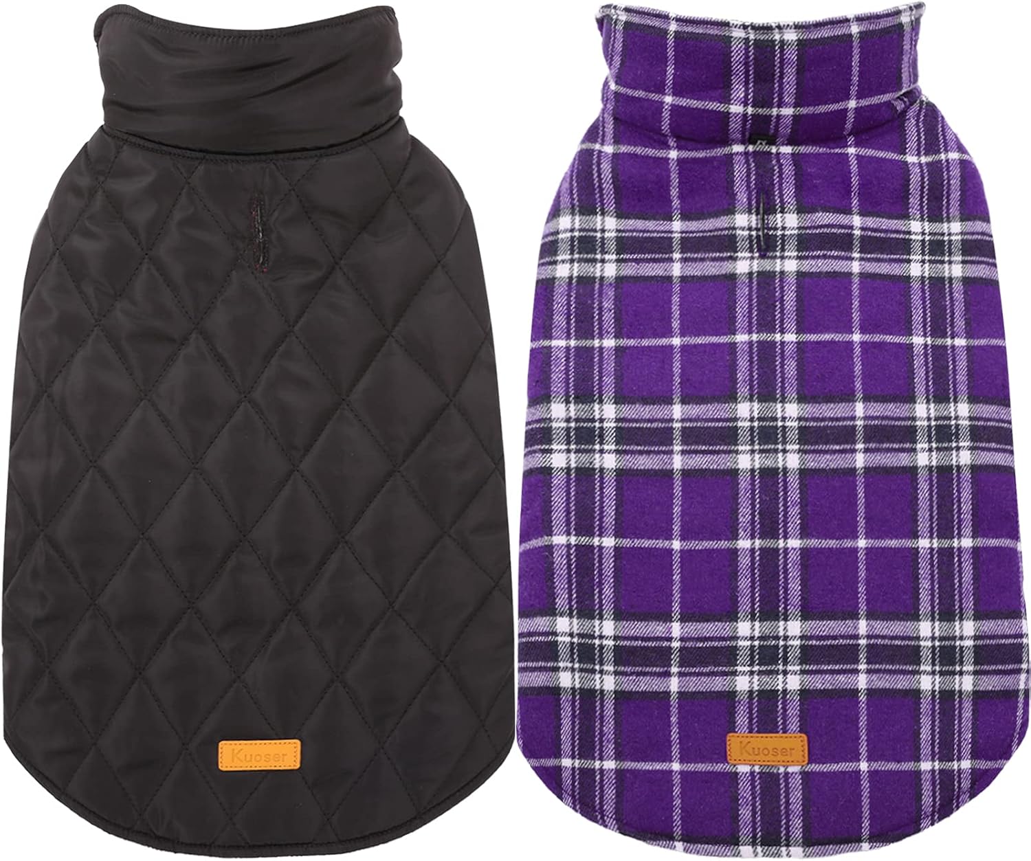 Kuoser Waterproof Dog Coat, Reversible Dog Jacket for Medium Dogs, Adjustable Durable Doggie Winter Coat Warm Puppy Cold Weather Apparel from Small to Large Breed, Purple M