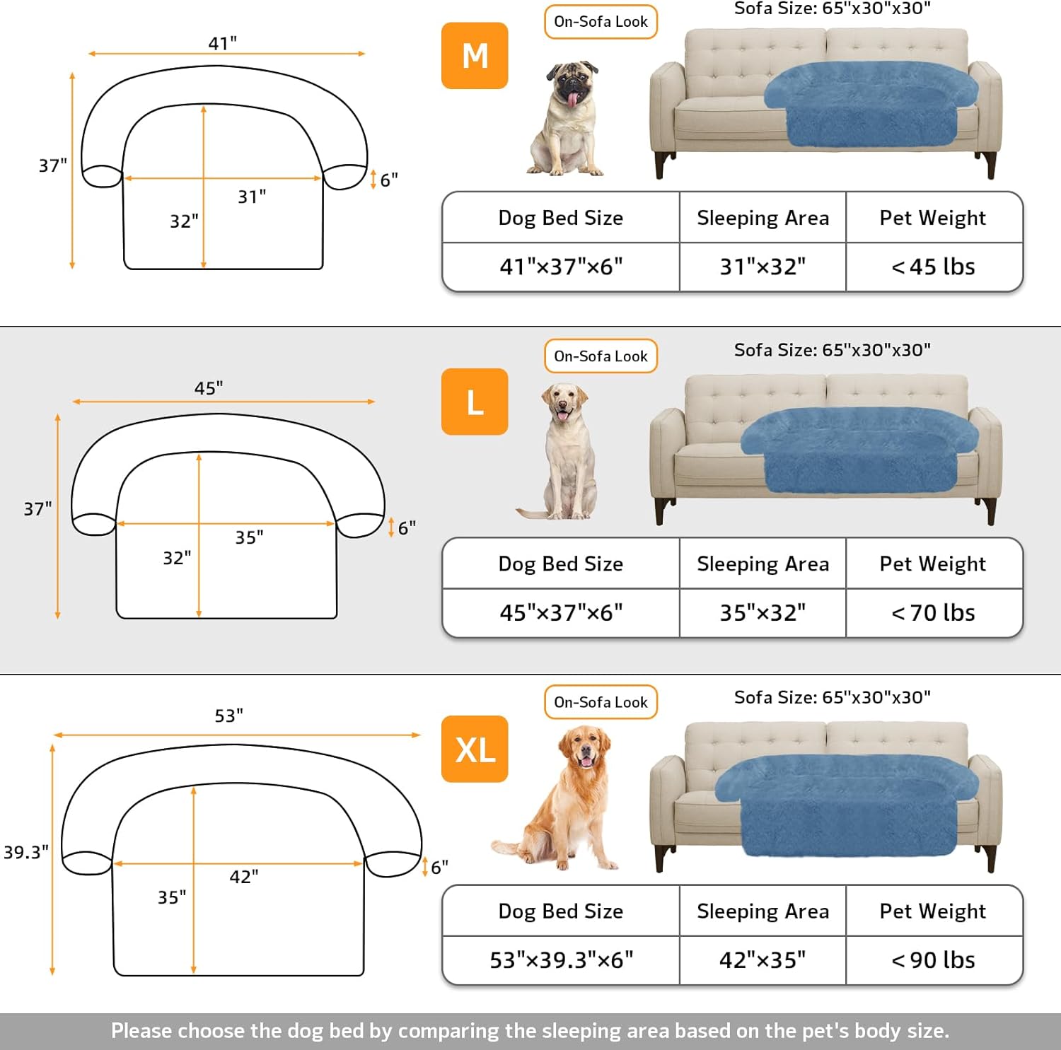 GGIB Calming Dog Bed Fluffy Plush Dog Mat for Furniture Protector with Removable Washable Cover for Large Medium Small Dogs and Cats (Large, Navy)