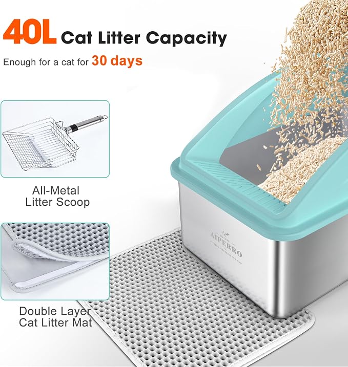 Stainless Steel Litter Box | XXL Deepened 8" Design Enclosed Box - Image 6