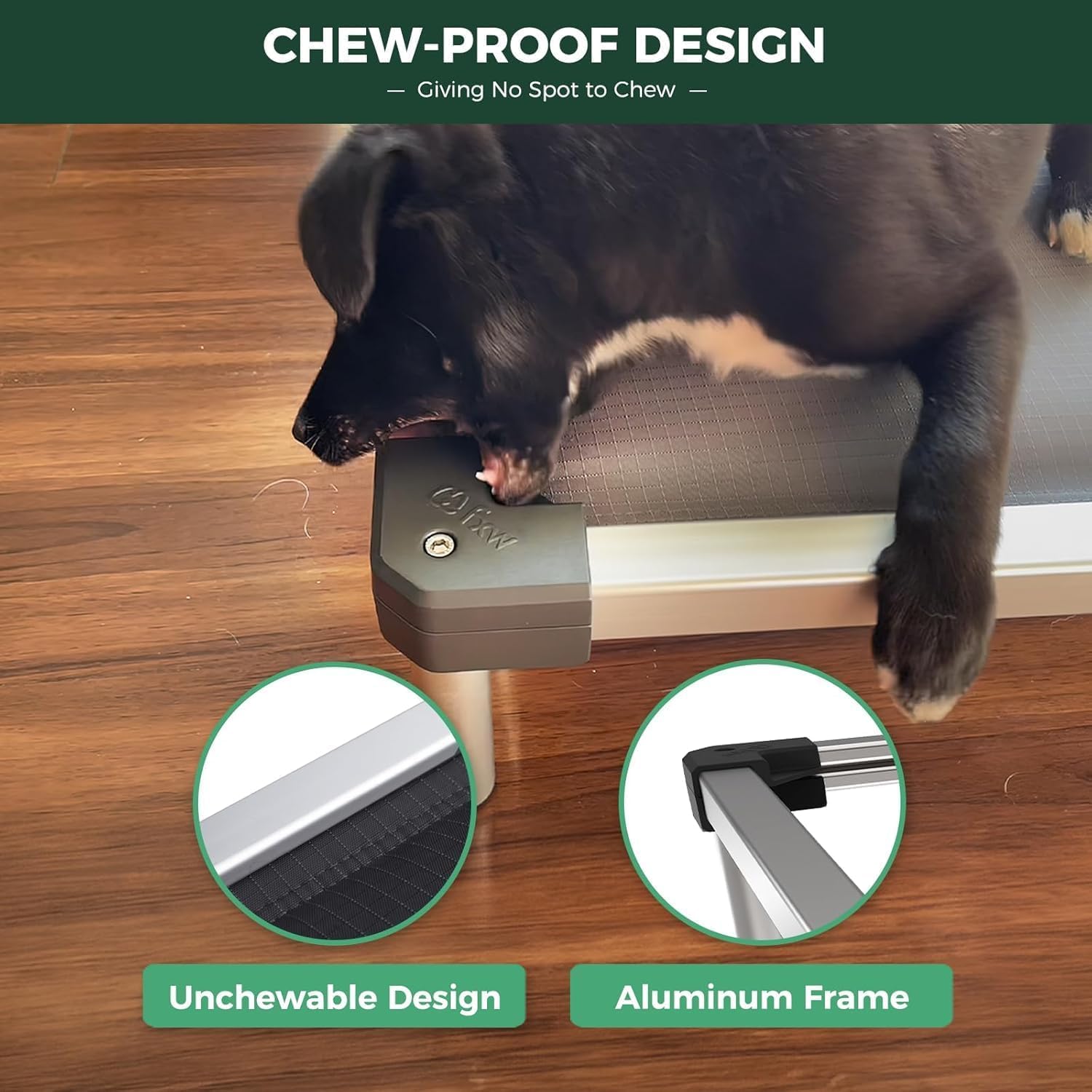 FXW TitanNest Chew-Proof Elevated Dog Bed, Raised Cot for Indoor/Outdoor/Camping Use, Durable & Washable Padded Pet Bed for Large Dogs, 47.0" L x 29.0" W x 7.3" H, Gray