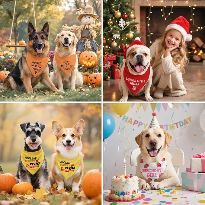 Birthday Crew White Dog Bandana, Cute Pet Scarf - Image 6