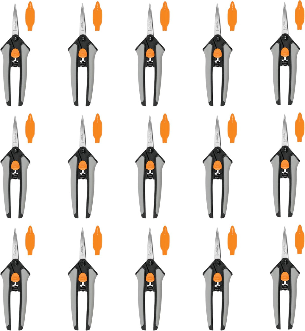 Fiskars 15pc Micro-Tip Pruning Snip Set, Precision Stainless Steel Blades, Softgrip Handles for Deadheading, Trimming & Shaping Small Plants