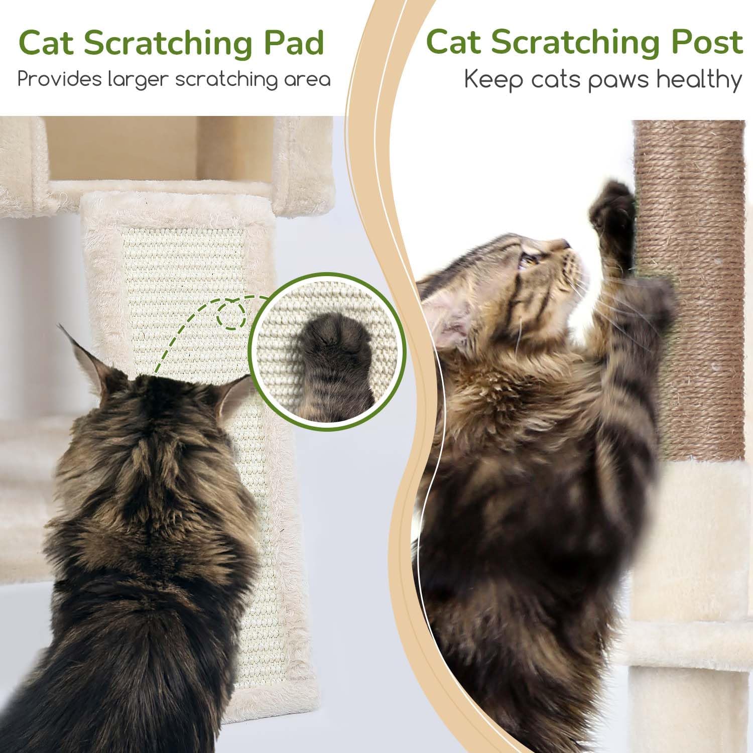 Globlazer Heavy Duty Cat Tree Tower, 70inch Sturdy Cat Tree for Indoor Cats Sturdy Large Cat Tower with Scratching Post and Scratching Board, Hammock, Cat Condo for Adult Cats Kittens, F70 Pro, Beige