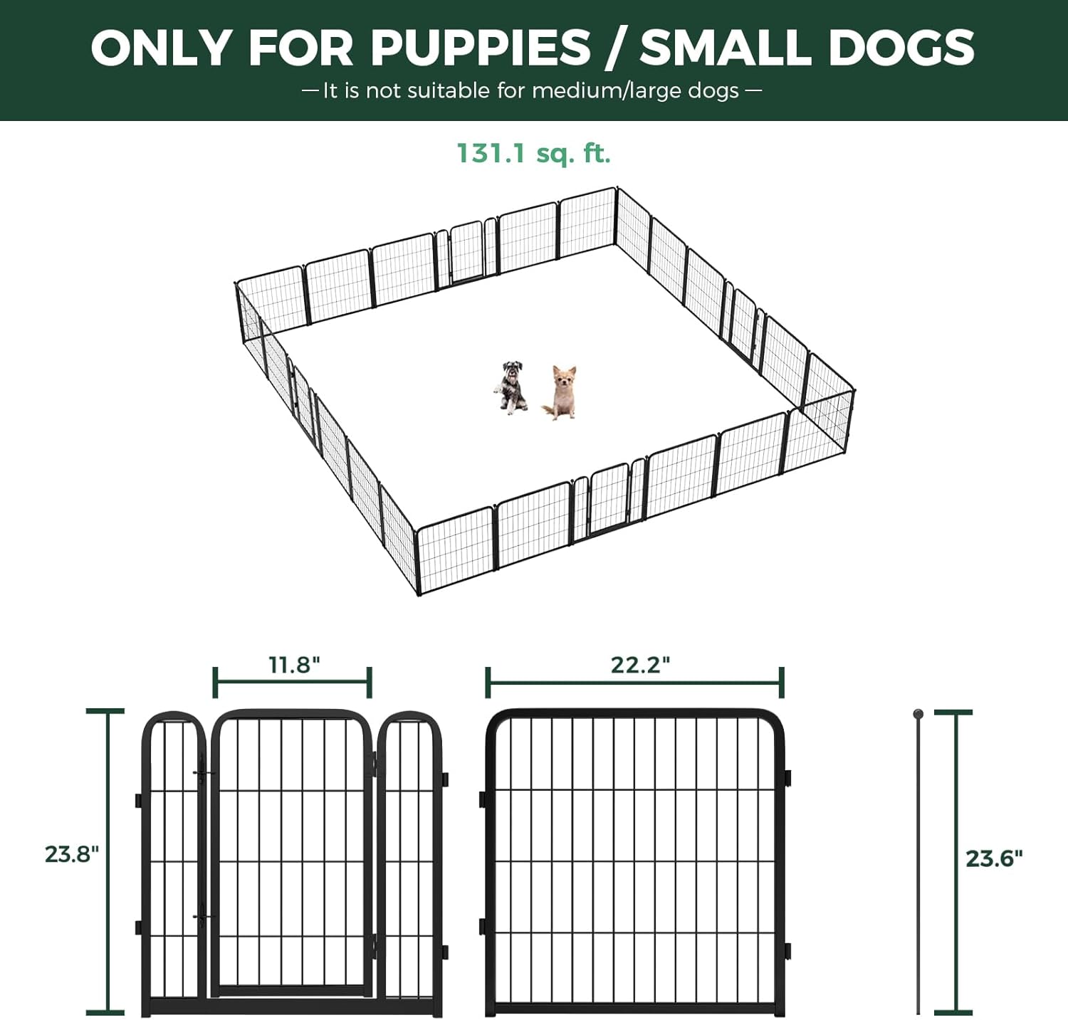FXW Homeplus Unleashed Indoor Dog Playpen - Stress-Free and Safe Play, Heavy Duty 24 Inch 24 Wire Panels Dog Pen for Puppy and Small Dogs, Black│Patented