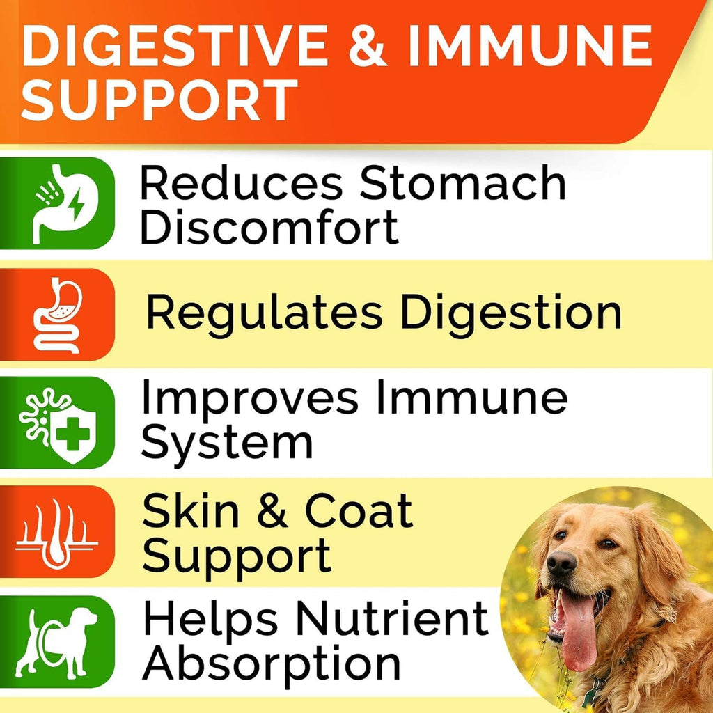 StrellaLab Dog Probiotics Treats for Picky Eaters (180ct) - Digestive Enzymes + Prebiotics - Chewable Fiber Supplement - Allergy, Diarrhea, Gas, Constipation, Upset Stomach Relief - Improve Digestion