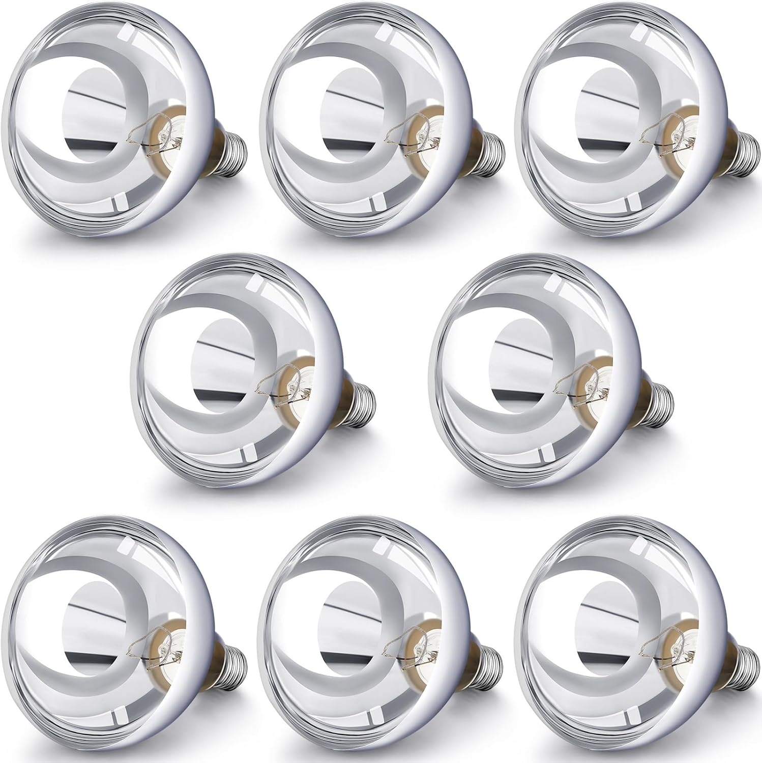 VIHOSE 8 Pack 250 Watt Heat Lamp 120v R40 Heat Lamp Bulbs Glass Incandescent Light Bulbs Incandescent Heating Lightbulbs for Reptiles Chicks Food Puppies Bathroom, Use E26 Base (Silver)