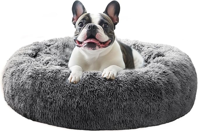 JOLLYVOGUE Calming Dog Beds Large Sized Dog, 36in Donut Washable Large Pet Bed by JOLLYVOGUE