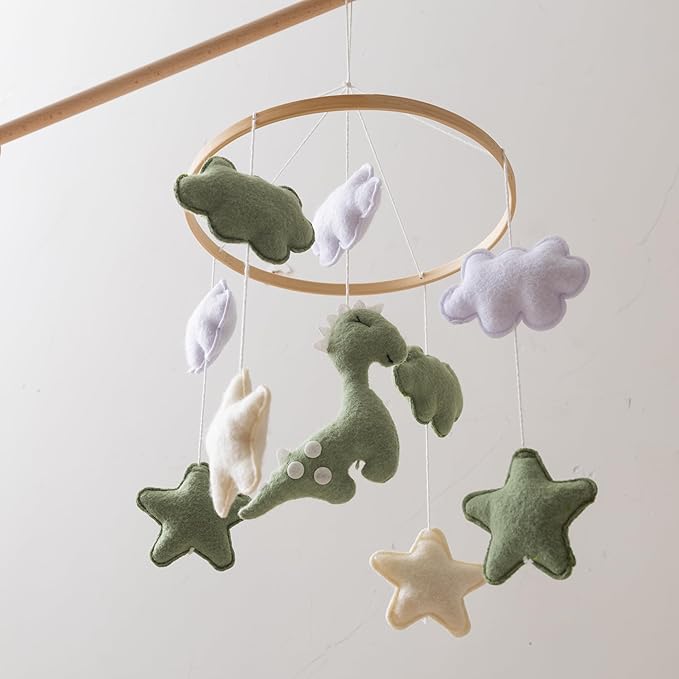 GOODMOM Dinosaur Baby Crib Mobile | Dinosaur Nursery Mobile Theme | Newborn Baby Stuff | Baby Shower Gift for Boys & Girls | Easy Assembly & Durable (Green)