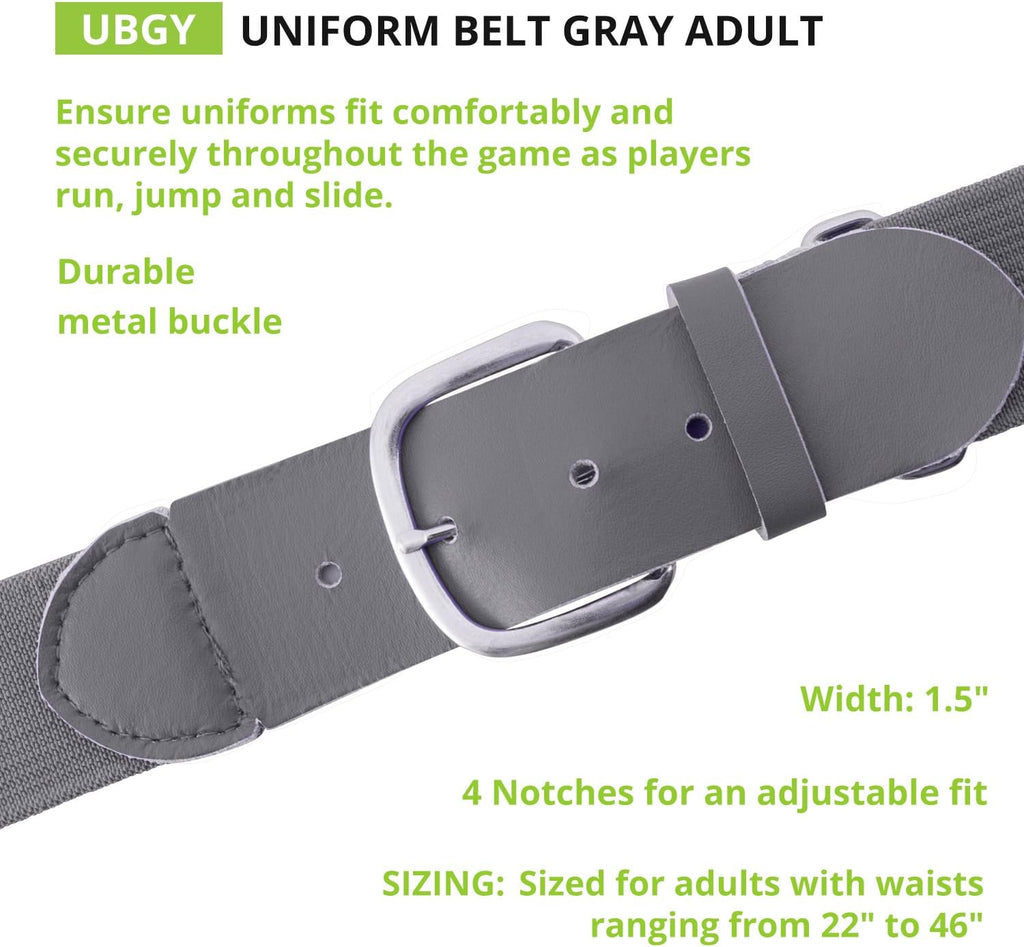 Champion Sports Baseball/Softball Uniform Belt, Comfort Stretch Fit Durable Syntex Tab - Youth & Adult Sizes, Multiple Colors