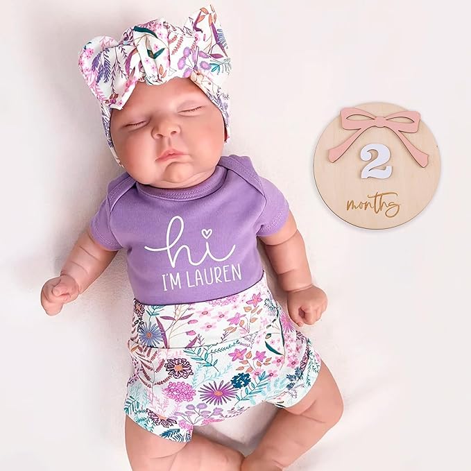 Daisy 3D Baby Monthly Milestone, Wooden Baby Milestone Signs, Monthly Milestone Wood Discs, Baby Milestone Discs (A24)