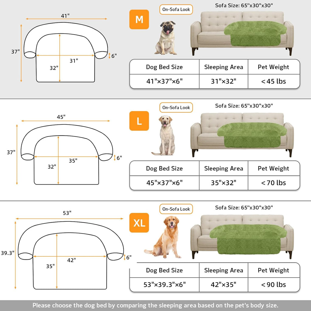 GGIB Calming Dog Bed Fluffy Plush Dog Mat for Furniture Protector with Removable Washable Cover for Large Medium Small Dogs and Cats (Medium, Grass Green)