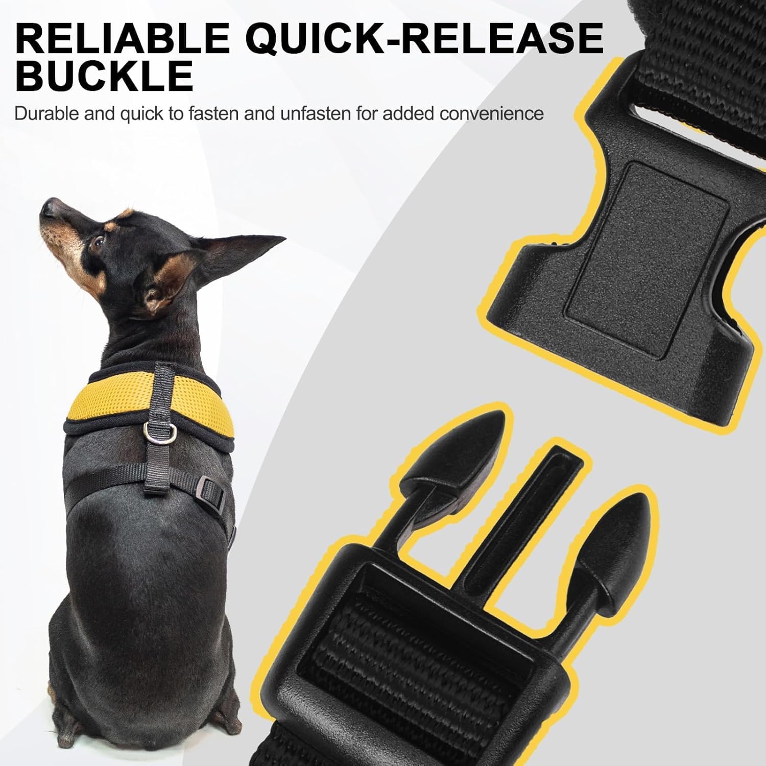 BINGPET No Pull Dog Harness, Soft Mesh Breathable All Weather Vest, Safety Protection Design, Durable Adjustable Step-in Easy Walk Harness for Small Dogs (Yellow, XS)