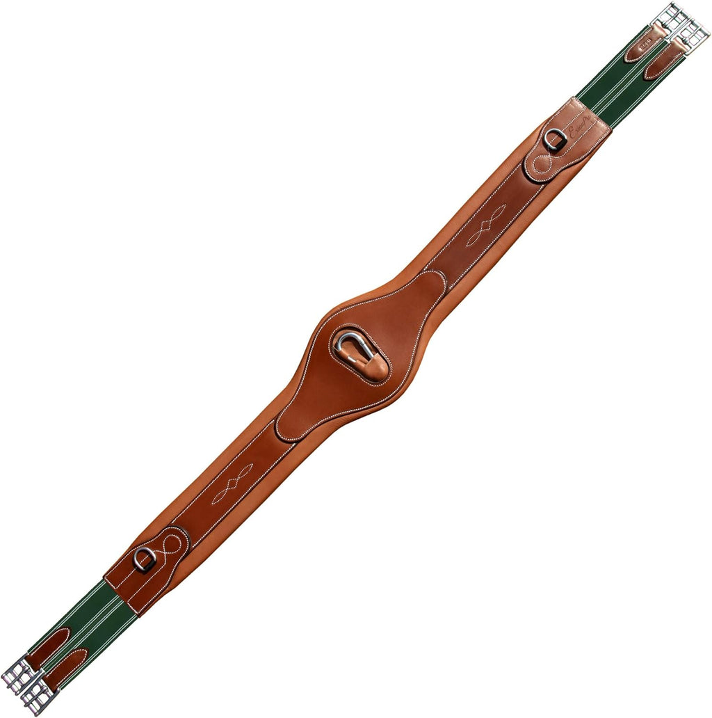 Exion Designer Anatomic Snap Over Lay Girth | Comfortable Leather Horse Girth for English Saddles | Jumping & Riding