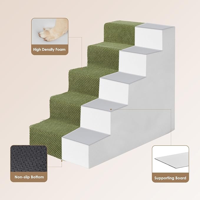 EHEYCIGA Dog Stairs for High Bed 22.5" H, 5-Step Dog Steps for Bed, Pet Steps - Image 3