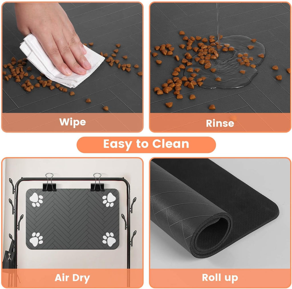 Pet Feeding Mat-Absorbent Pet Placemat for Food and Water Bowl, with Waterproof Rubber Backing, Quick Dry Water Dispenser Mat for Dog and Cat (12"x20", Beige)