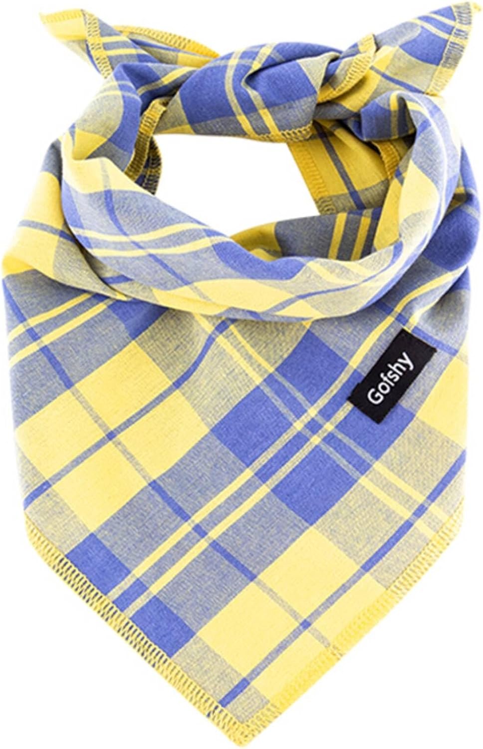 Summer Dog Bandana XLarge-Dog Scarf Vibrant Color Yellow Blue Plaid Printing Adjustable Bib Handkerchief Accessories for Large Dogs (XL)