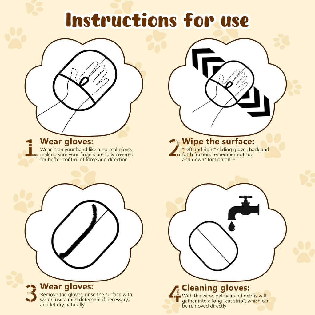 2PCS Pet Hair Remover Gloves, Electrostatic Pet Hair Removal Gloves for Cats & Dogs, Reusable Double Sided Pet Hair Remover,Versatile Grooming Gloves for Washing, Deshedding, Grooming