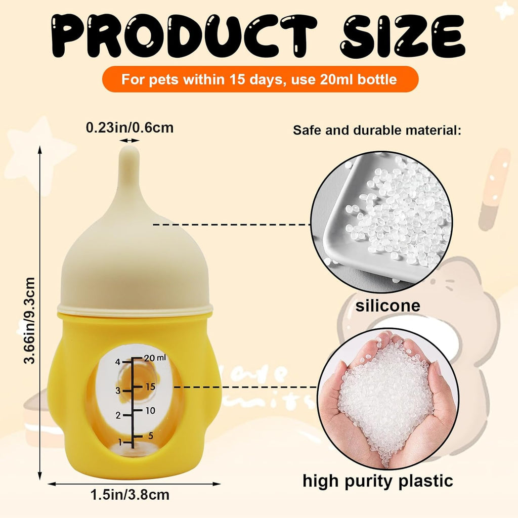 Pet Feeder Bottle Animal Feeding Bottles Kitten Bottles for Nursing Dog Cat Milk Feeding Bottle Anti-Choking Design for Newborn Kittens Puppies Small Animals (20 ml)