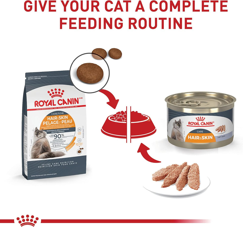 Royal Canin Feline Care Nutrition Hair & Skin Care Loaf in Sauce Canned Cat Food, 5.1 oz can (24-count)