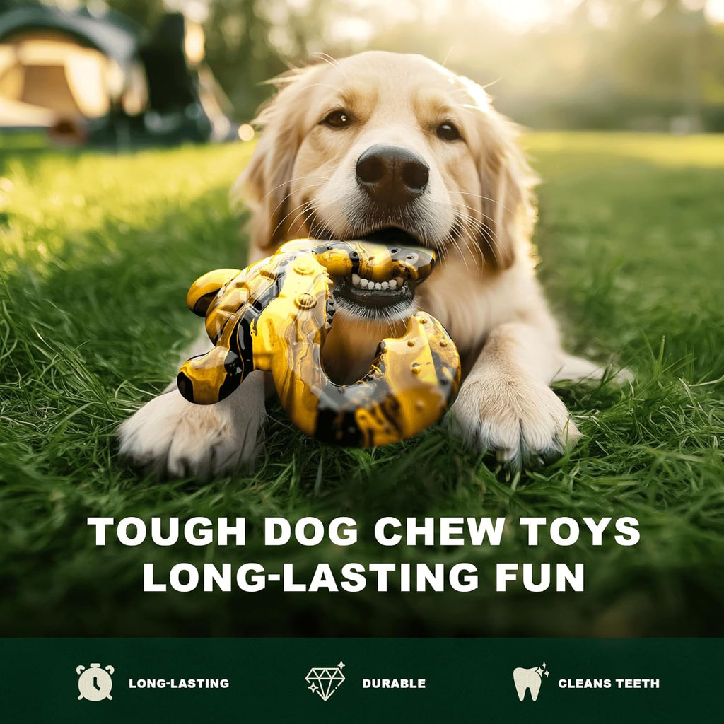 Durable Dog Chew Toy for Aggressive Chewers - Tough Nylon Bone for Medium Breeds, Interactive Teething Toy with Real Bacon Flavor, Keeps Dogs Busy, Christmas Birthday Gifts for Dogs