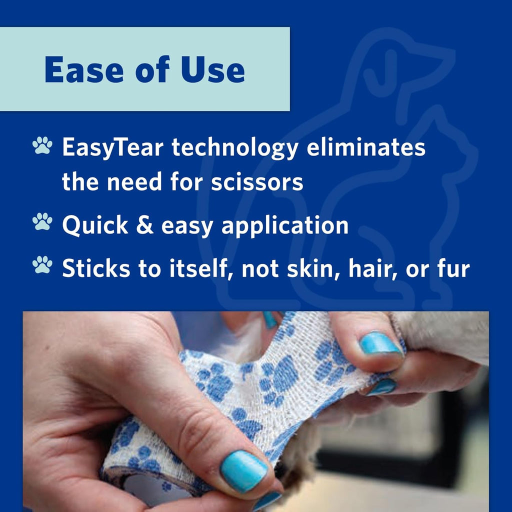 PetFlex No Chew – Flexible Self-Adhering Elastic Bandage for Wound Care – First Aid Wrap for Small Animals Like Dogs, Cats, and Other Pets - 2 inch, 6 Rolls
