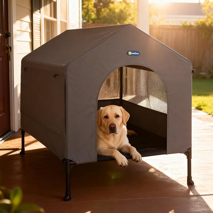 Veehoo 41" Dog House, 2-in-1 Large Dog House Outdoor Indoor Weatherproof by Veehoo
