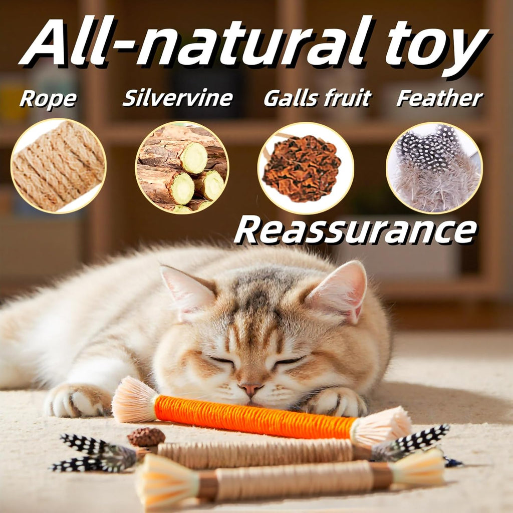 Cat Toys 3Pack Silvervine Chew Stick Kitten Treat Catnip Toy Kitty Natural Stuff Catnip for Cleaning Teeth Indoor Dental Snack Interactive