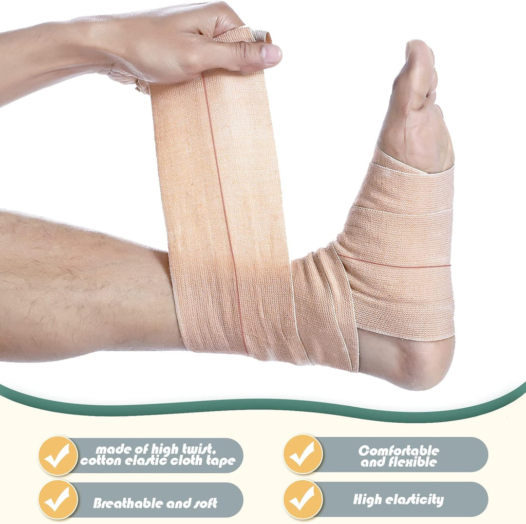 4 Rolls Elastic Tape Adhesive Elastic Tape Self Adhesive Bandage Wrap Flexible Stretch Bandages for Sports Ankle, Knee and Wrist Sprains Animal Pets, 2 Inch x 5 Yard
