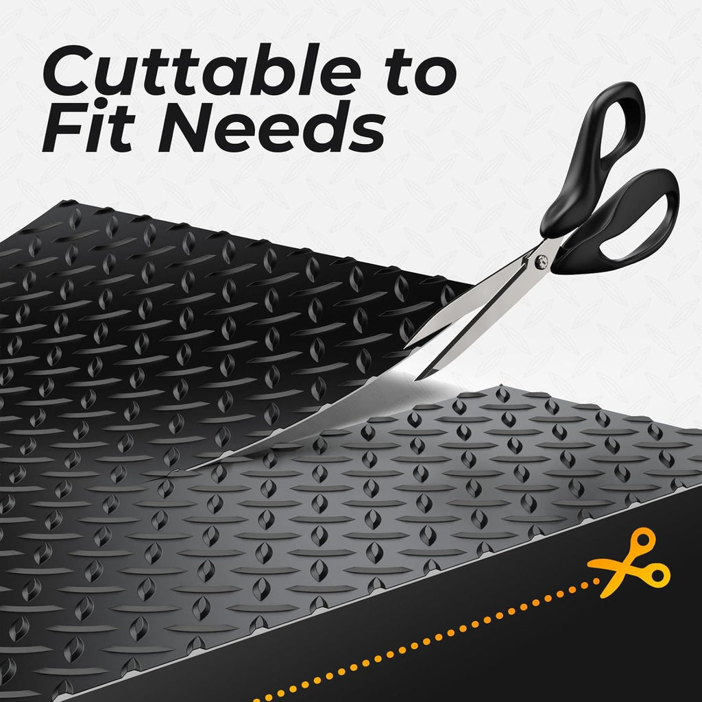 7.8 x 20 FT Garage Floor Mat, 2.8mm Thickness Diamond Plate Vinyl Garage Flooring Roll for Under Car, Large Size 156 SQFT for Large SUVs, MPV, Pickup Truck, Black