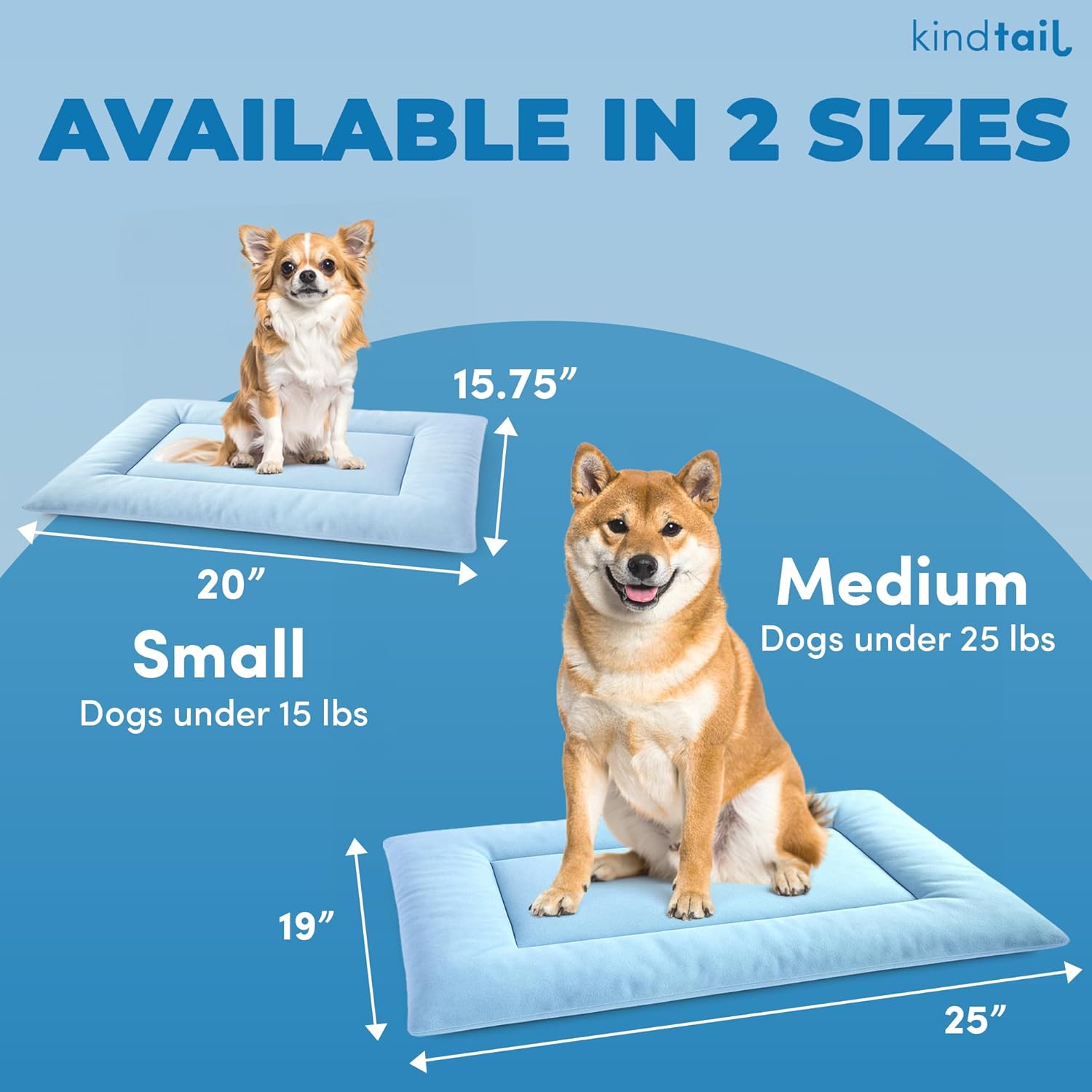 KindTail Dog Crate Pad - Soft Velvet, Reversible Bed - Machine Washable Kennel Mat for Pets up to 15 lbs, Mattress for Cozy Sleeping - 20” x 15” x 1” (Light Grey, Small)