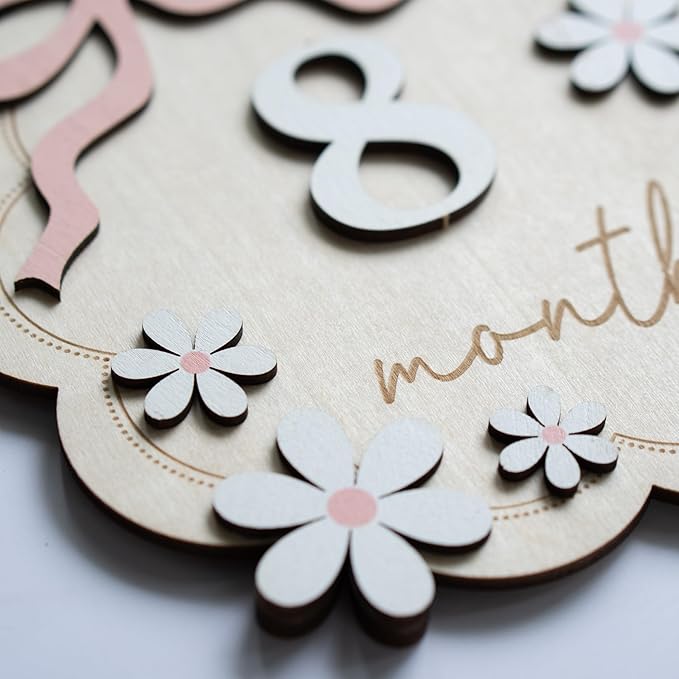Baby Monthly Milestone Sign,1-12 Monthly Baby Milestone, Month Milestone Baby Girl, Baby Months Milestone, Newborn Photography Props Double-Sided (B11)