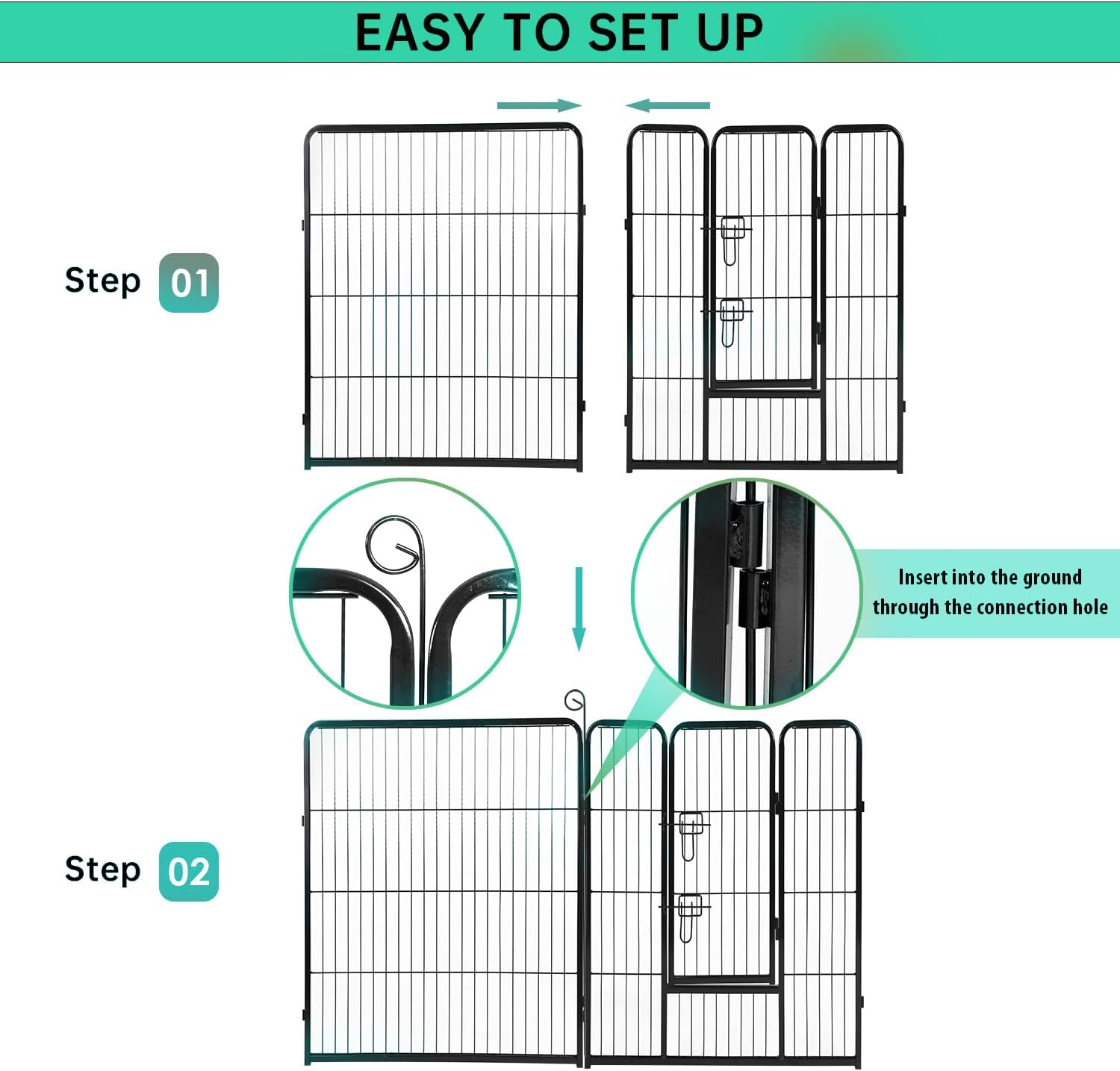 BestPet Dog Playpen Indoor 40 inch 16 Panels Metal Dog Pen Pet Dog Fence Outdoor Exercise Pen with Doors,Pet Puppy Playpen for RV Camping Yard, Black