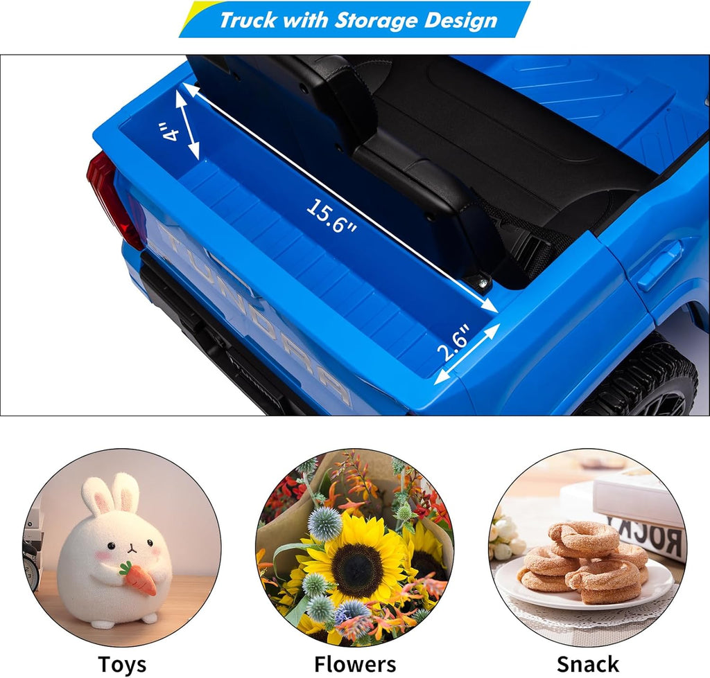 Electric Car for Kids, Licensed Toyota Tundra 12V Electric Truck, Off-Road Kids Pickup Car w/Remote, Spring Suspension & 3 Speeds, LED Headlights, Ride-On Toys for Boys/Girls